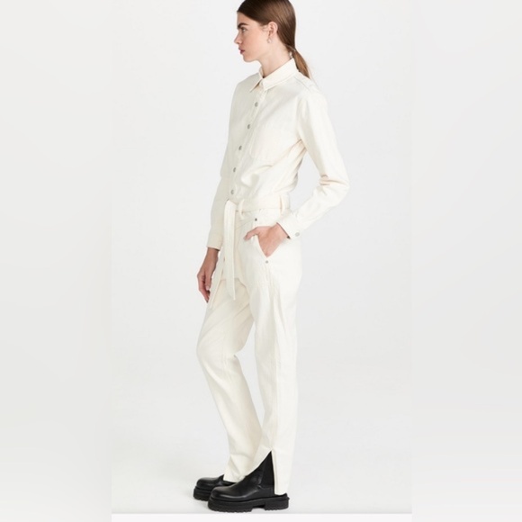 rag & bone Mia Tie Waist Jumpsuit Size Small $395 Ecru NWT